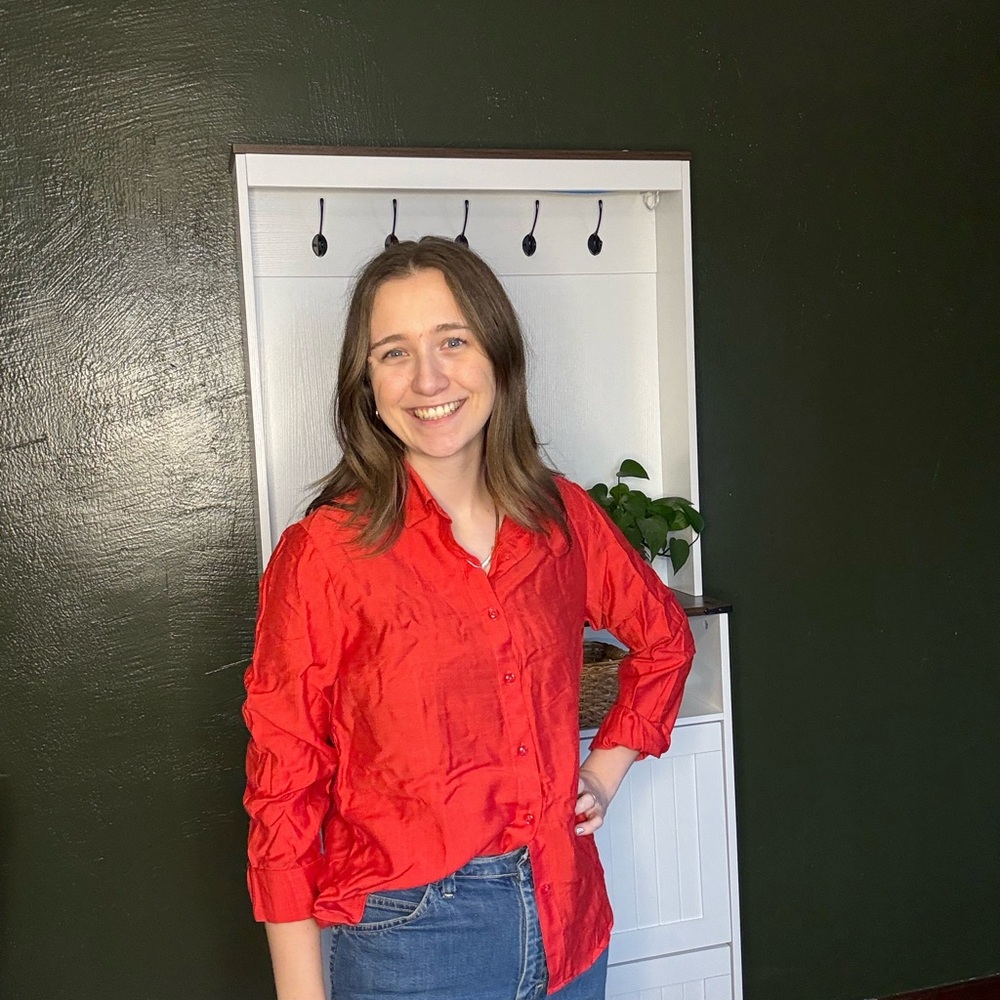 Women's Red Button-Up Shirt